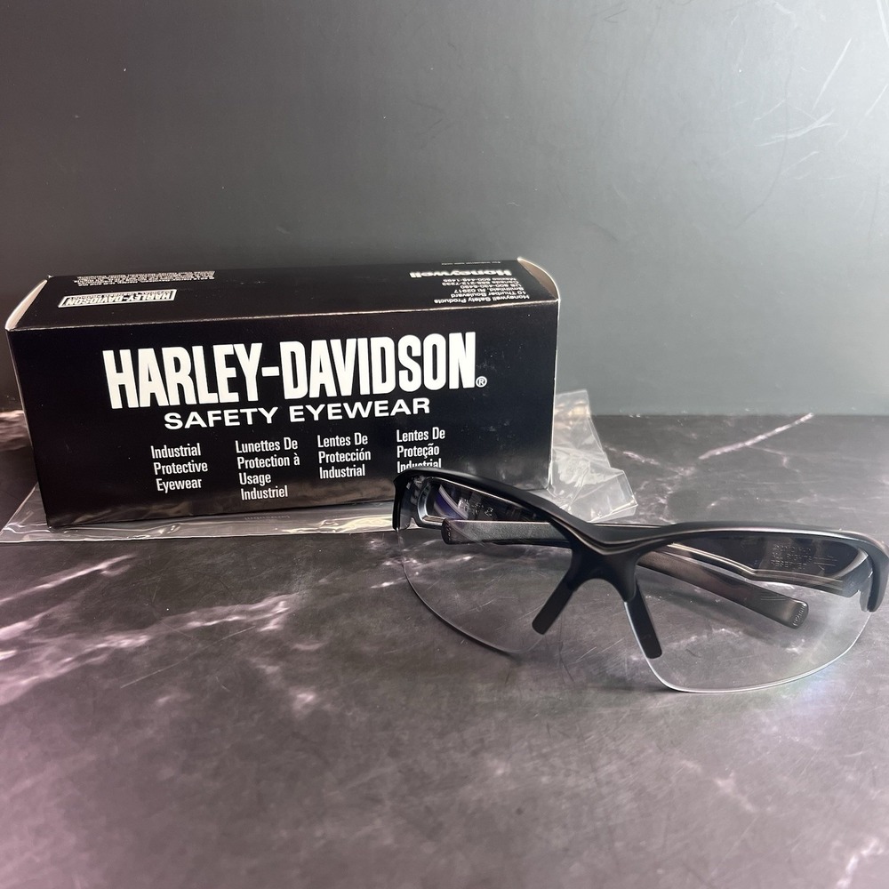 Harley-Davidson HD1500G Clear Lens Black Frame Safety‎ Glasses New In Box